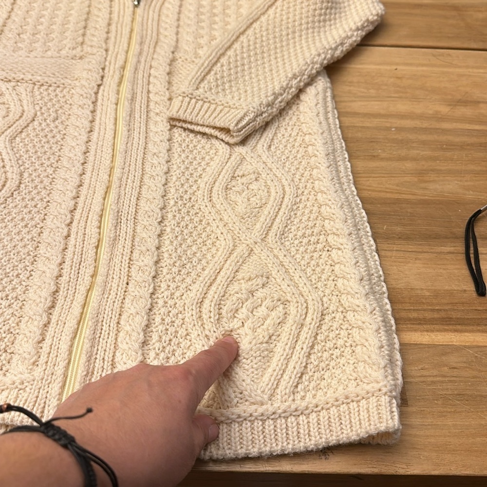 ARAN MOR ⭐️ Ireland 100% merino wool cardigan - Picture 8 of 11